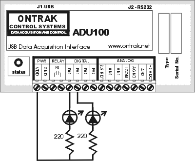 ADU100 LED Connection Diagram