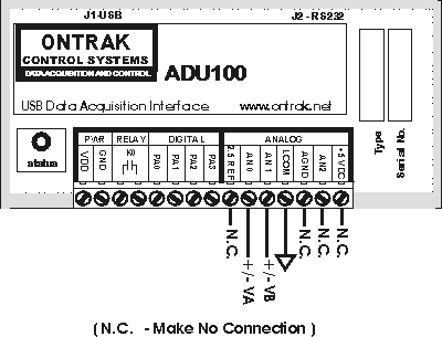 ADU100 Analog Bi-Polar Inputs Connection Diagram