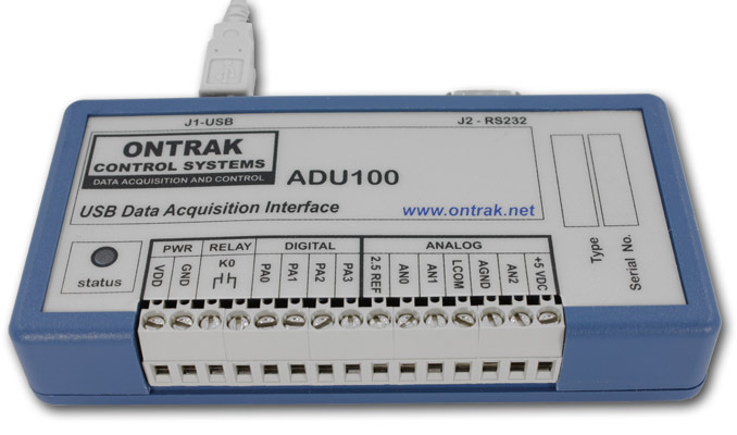 ADU100 USB to Analog/Digital and Relay Interface Module