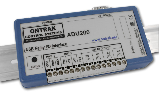 ADU200 CSA UL USB Relay I/O Interface DIN Mount