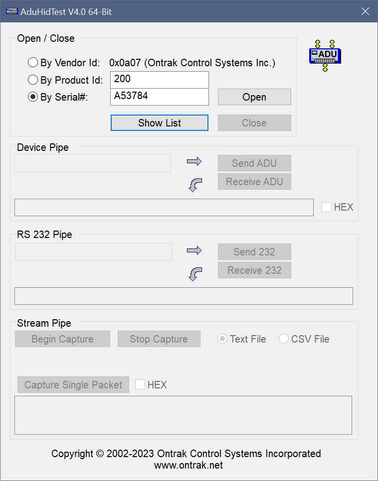 ADUHidTest USB Terminal Software