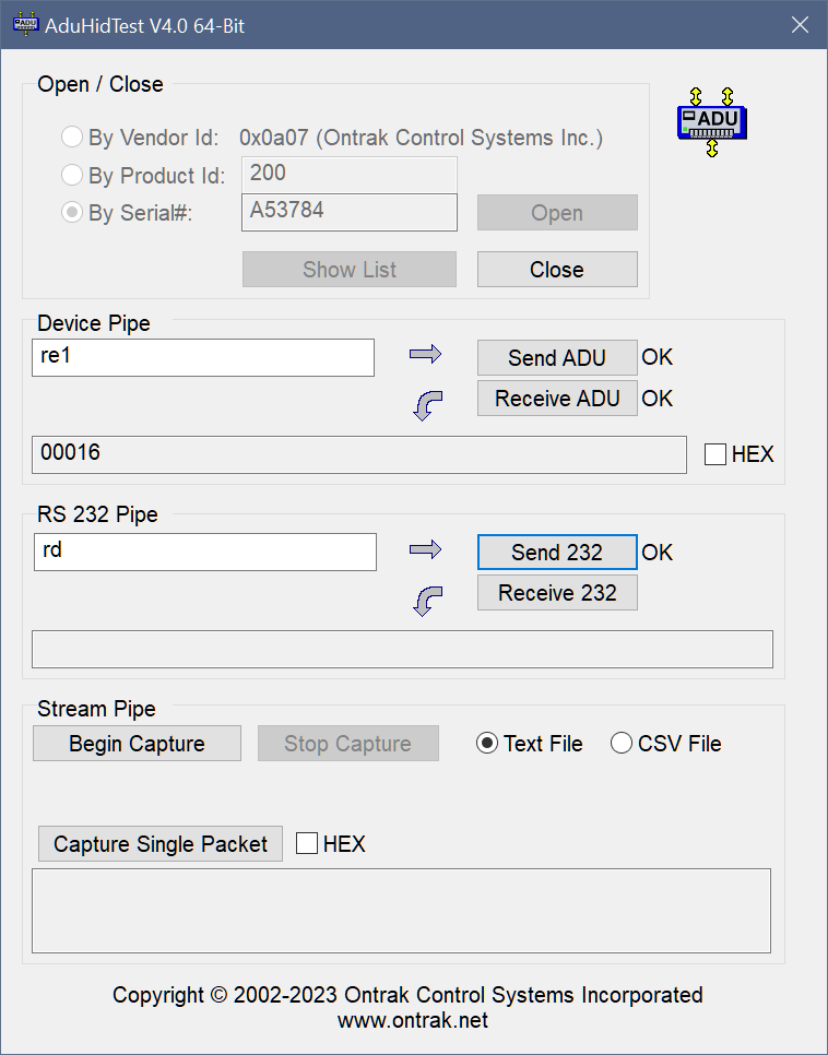 ADUHidTest USB Terminal Software