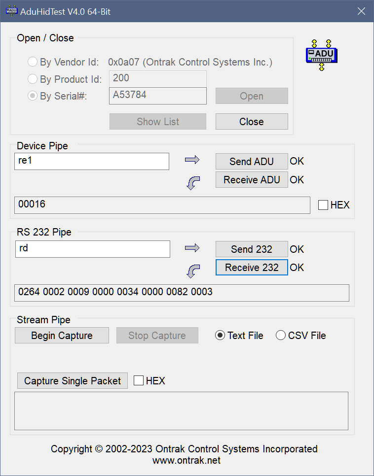 ADUHidTest USB Terminal Software