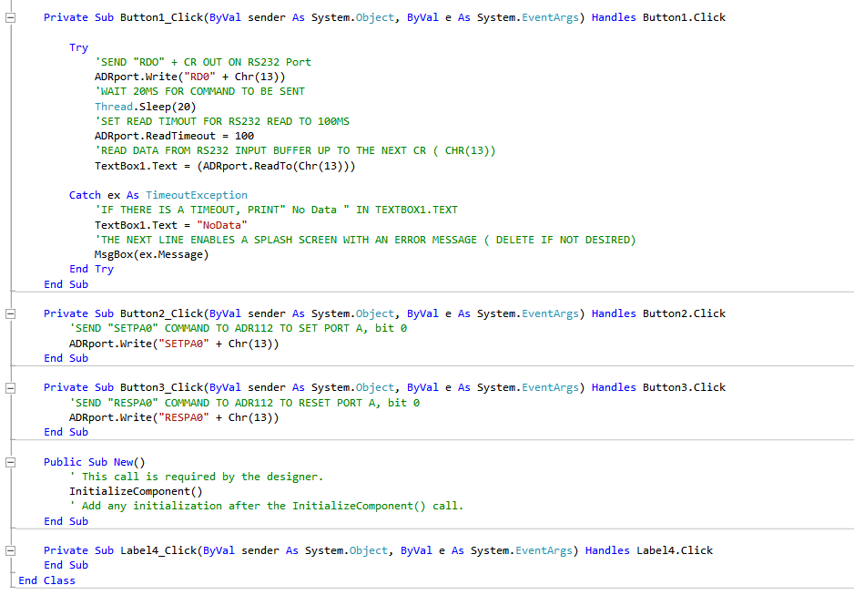 Serialport Class Component In Visual Basic Vb08 Vb10 Vb Net For Rs232 Communications